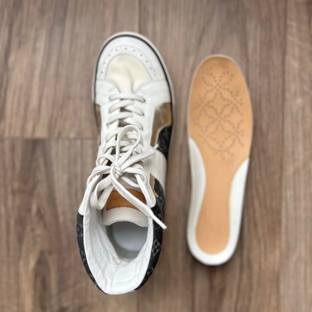 Louis Vuitton Black Denim + Leather High Top Sneakers | 38 - Picture 6 of 16
